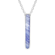Sterling Silver Blue Lace Agate Lineaire Drop Oval Necklace P2989
