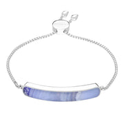 Sterling Silver Blue Lace Agate Lineaire Long Bracelet B1071