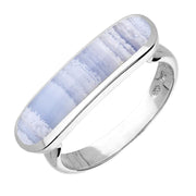 Sterling Silver Blue Lace Agate Lineaire Petite Oval Ring R1006