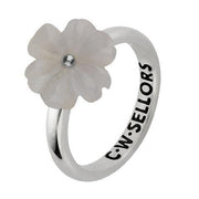 Sterling Silver Chalcedony Tuberose Dahlia Ring, R995.