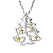 Sterling Silver Christmas Tree with Stars Necklace, P3201C.