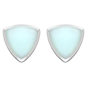 Sterling Silver Chrysoprase Curved Triangle Stud Earrings E203