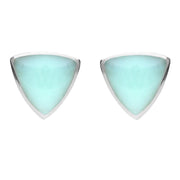 Sterling Silver Chrysoprase Large Curved Triangle Stud Earrings E209