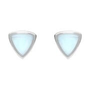 Sterling Silver Chrysoprase Small Curved Triangle Stud Earrings E061