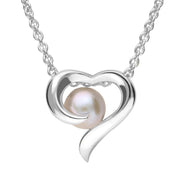 Sterling Silver Grey Vermeil Pearl Twisted Open Heart Necklace P2771C