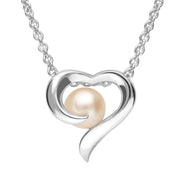 Sterling Silver Grey Vermeil White Pearl Twisted Open Heart Necklace P2770C
