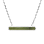 Sterling Silver Jade Lineaire Long Oval Pendant Necklace, N1001.