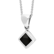 Sterling Silver Whitby Jet Dinky Square Necklace, P327.