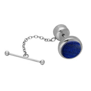 Sterling Silver Lapis Lazuli Circle Tie Pin CL010