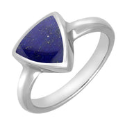 Sterling Silver Lapis Lazuli Curved Triangle Ring, R407.