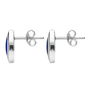 Sterling Silver Lapis Lazuli Framed Marquise Stud Earrings. E561.