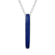 Sterling Silver Lapis Lazuli Lineaire Drop Oval Necklace P2989