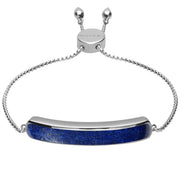 Sterling Silver Lapis Lazuli Lineaire Long Bracelet B1071.