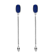 Sterling Silver Lapis Lazuli Lineaire Long Drop Stud Earrings E2240