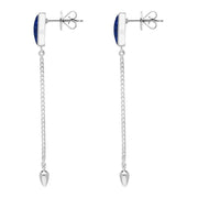 Sterling Silver Lapis Lazuli Lineaire Long Drop Stud Earrings E2240