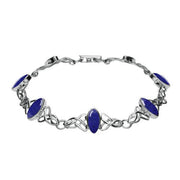 Sterling Silver Lapis Lazuli Marquise Shaped Celtic Bracelet. B594.