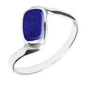 Sterling Silver Lapis Lazuli Oblong Twist Ring. R001.