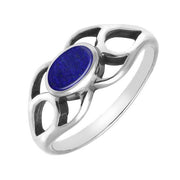 Sterling Silver Lapis Lazuli Oval Lattice Ring. R146.