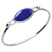 Sterling Silver Lapis Lazuli Oval Slim Bangle. B018.