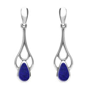 Sterling Silver Lapis Lazuli Pear Spoon Earrings. E139. 