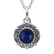 Sterling Silver Lapis Lazuli Rope Edge Beaded Necklace P2090