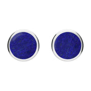 Sterling Silver Lapis Lazuli Round Stud Earrings. E099.