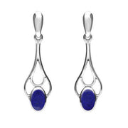 Sterling Silver Lapis Lazuli Spoon Drop Earrings. E138.