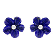 Sterling Silver Lapis Lazuli Tuberose Desert Rose Stud Earrings, E2154.