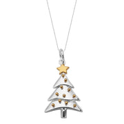 Sterling Silver Large Christmas Tree with Baubles Necklace, P2790C.
