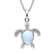 Sterling Silver Larimar Tiny Single Stone Turtle Necklace P2578