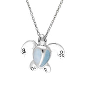  Sterling Silver Larimar Tiny Two Stone Turtle Necklace P2581