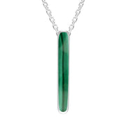 Sterling Silver Malachite Lineaire Drop Oval Necklace P2989