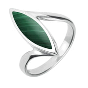 Sterling Silver Malachite Toscana Twist Marquise Ring, R512