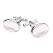Sterling Silver Mother Of Pearl Oval Cushion Cufflinks, CL127.