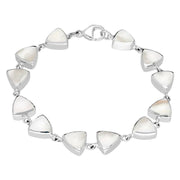 Sterling Silver Mother of Pearl Curved Triangle Bracelet. B244.