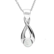 Sterling Silver Mother of Pearl Eternity Loop Necklace. P088. 