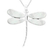 Sterling Silver Mother of Pearl Four Stone Large Dragonfly Necklace. P460.