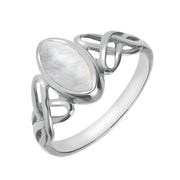 Sterling Silver Mother of Pearl Marquise Celtic Ring. R462.