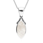Sterling Silver Mother of Pearl Marquise Necklace. P388.