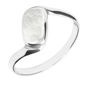 Sterling Silver Mother of Pearl Oblong Twist Ring. R001.