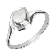 Sterling Silver Mother of Pearl Offset Pear Ring. R071.