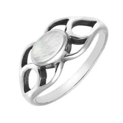 Sterling Silver Mother of Pearl Oval Lattice Ring. R146.