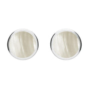 Sterling Silver Mother of Pearl Round Stud Earrings. E099.