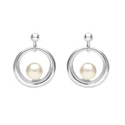 Sterling Silver Pearl Circle Stud Earrings. E1891.