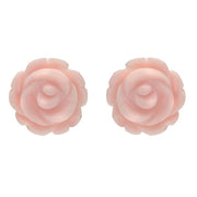 Sterling Silver Pink Conch Tuberose Rose Stud Earrings E2150