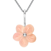 Sterling Silver Pink Conch Pansy Tuberose Necklace, P2853