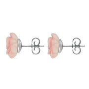 Sterling Silver Pink Conch Tuberose Rose Stud Earrings, E2151.