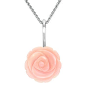 Sterling Silver Pink Conch Tuberose Small Rose Necklace P2850