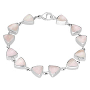 Sterling Silver Pink Mother of Pearl Curved Triangle Bracelet. B244.