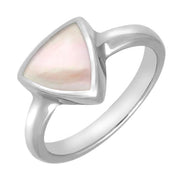 Sterling Silver Pink Mother of Pearl Curved Triangle Ring. R407.